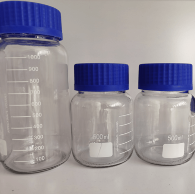 试剂瓶化学仪器实验室用品学校工厂科研用玻璃器皿集气瓶蓝色盖子山东淄博泰信